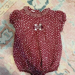 Mississippi state (MSU) embroidered maroon and white polka dot bubble